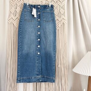 Bagatelle Denim Button-Down Midi Skirt Size 8 NWT